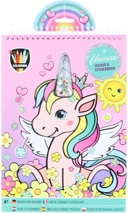 set de coloriages et d’autocollants licorne avec feutres, 21 × 30 cm