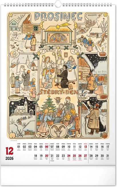 Calendrier mural Josef Lada 2026