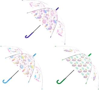 Parapluie transparent à ouverture automatique avec licornes