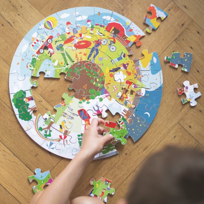 Puzzle de sol rond Bigjigs Toys Quatre Saisons 50 pièces