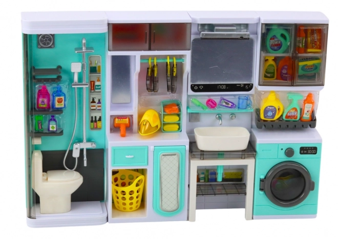 Ensemble de jeu de salle de bain 4 en 1 Douche Toilettes Machine à laver Accessoires