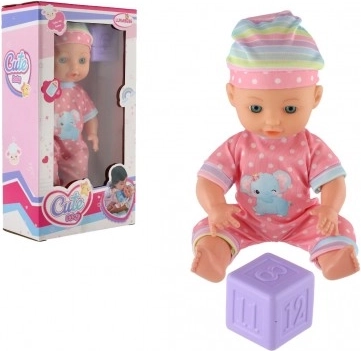 Poupée bébé 25 cm avec corps rigide et dé en boîte