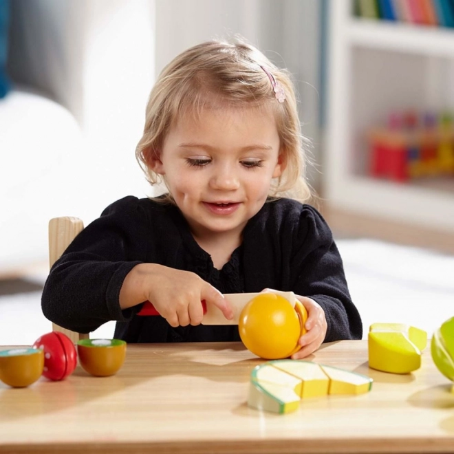 Ensemble de fruits en bois à couper