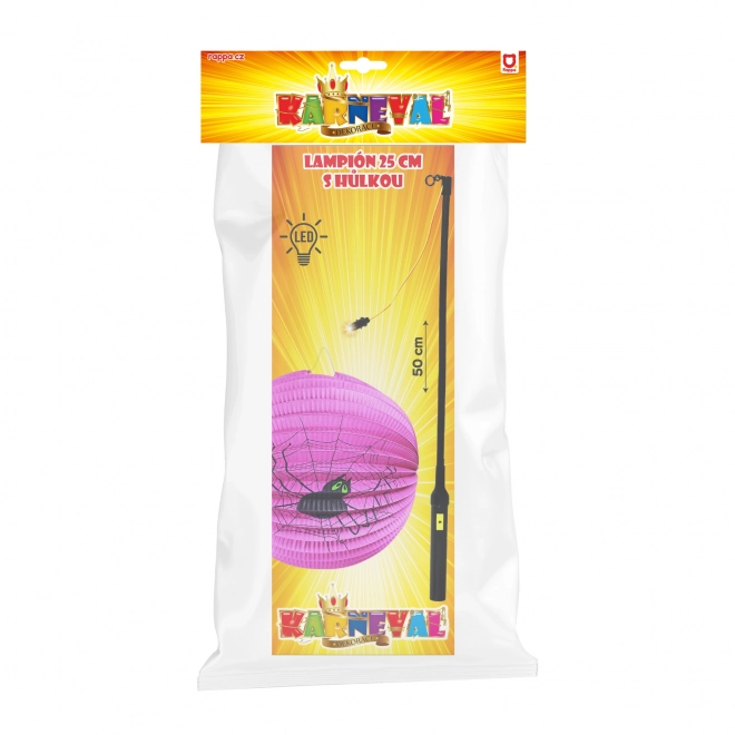 Lampion Halloween araignée 25 cm avec bâton lumineux 50 cm