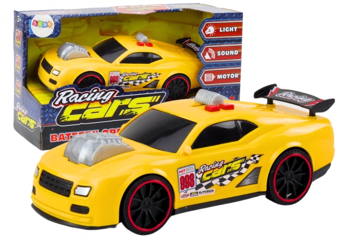 Voiture de course jaune avec lumières et sons