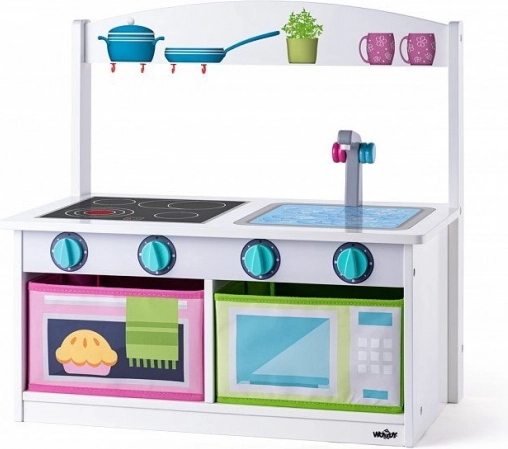 Cuisine et banc 2-en-1 en bois pour enfants