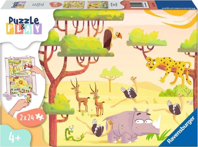 RAVENSBURGER Puzzle&Play: Safari 2x24 pièces