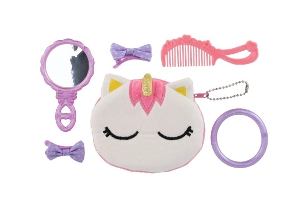 Portefeuille en daim de licorne pour fille avec accessoires pour cheveux