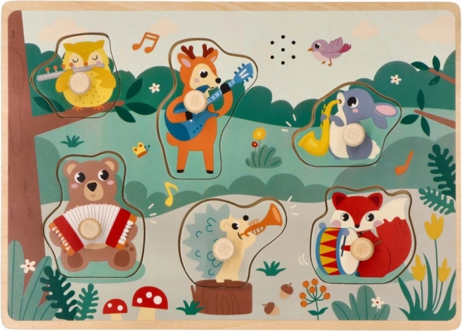 Puzzle sonore avec animaux et instruments de musique