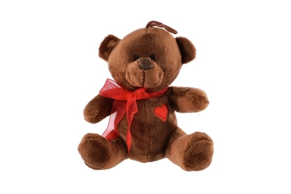 Ourson en peluche avec nœud et cœur 12 cm