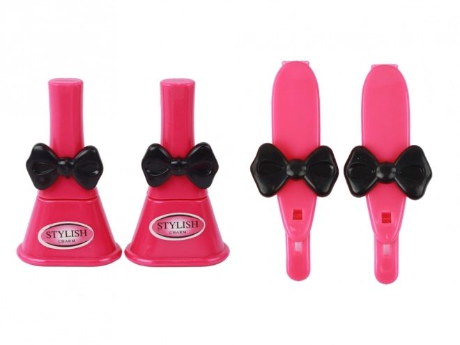 Valise rose élégante pour enfants avec accessoires cosmétiques