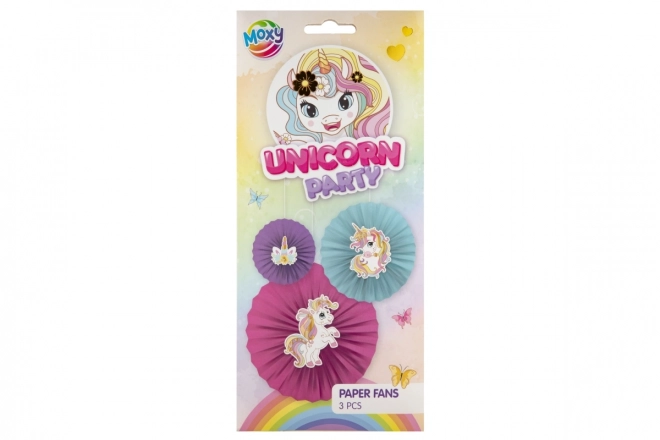 Éventails en papier - licorne 3 pièces