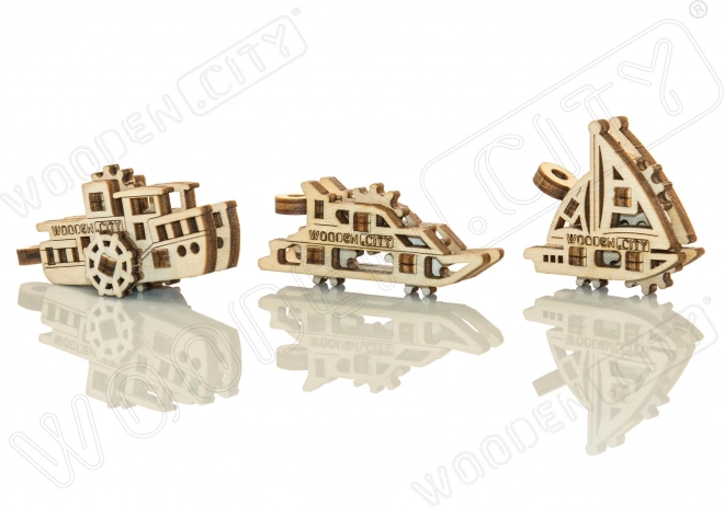Puzzle 3D en bois mini ensemble de bateaux