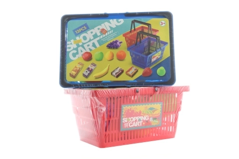 Panier d'achat avec fruits et produits alimentaires