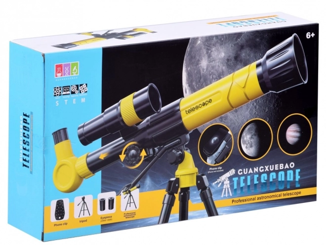 Télescope pour Enfants sur Trépied avec Zoom 20x 30x 40x – Jaune