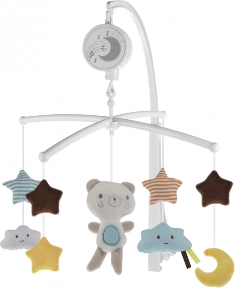 Mobile musical pour lit de bébé avec oursons et petites étoiles