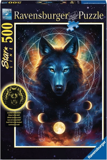 Puzzle Ravensburger phosphorescent – loup et lunes, 500 pièces