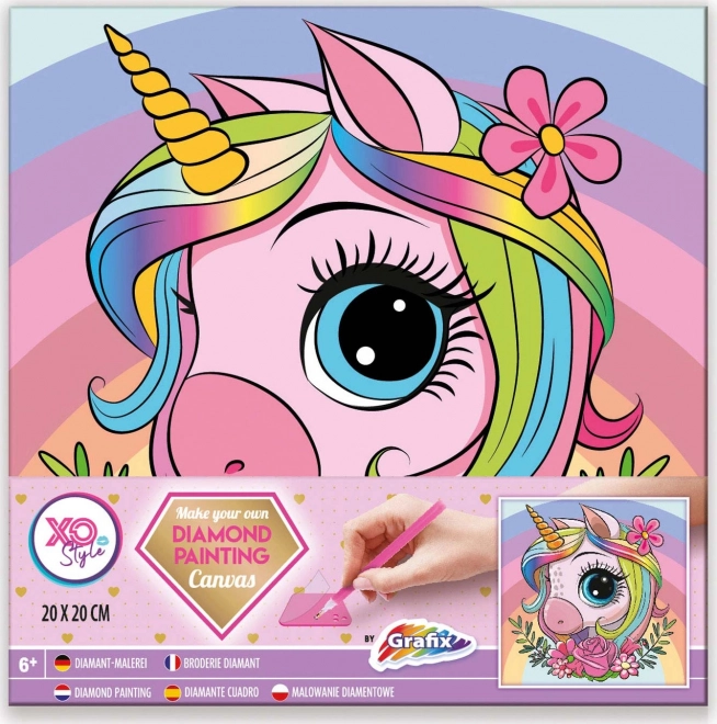 Peinture diamant sur cadre Licorne 20 × 20 cm
