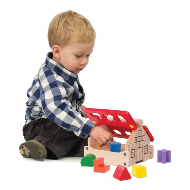 Jeu d'emboîtement en bois en forme de maison
