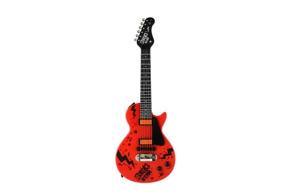 Guitare électrique ROCK STAR en plastique 58cm à piles avec son et lumière, dans une boîte 24x62x5,5cm