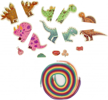 Coffret complet avec 5 dinosaures et 5 lacets