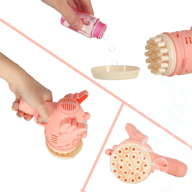 Pistolet à bulles rose avec ailes