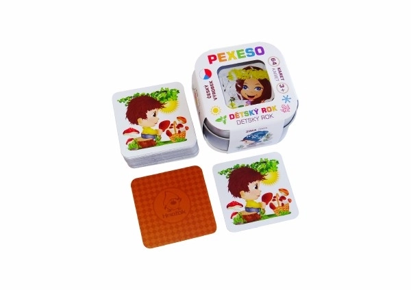 Pexeso L'année des enfants - imperméable, 64 cartes dans une boîte en métal 6x6x4cm