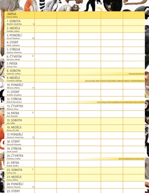 Calendrier de planification familiale Animalium 2026