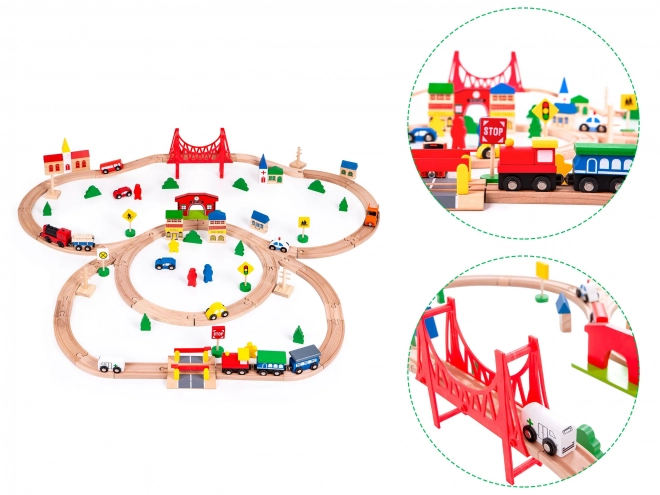 Chemin de fer en bois à piles 90 éléments Ecotoys
