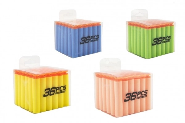 Cartouches de rechange en mousse pour pistolet 36 pièces avec ventouses 4 couleurs dans une boîte 8x7x8cm