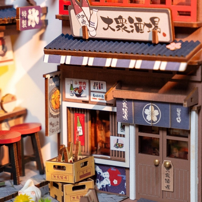 Cale-livre puzzle 3D Sakura Lane avec vin