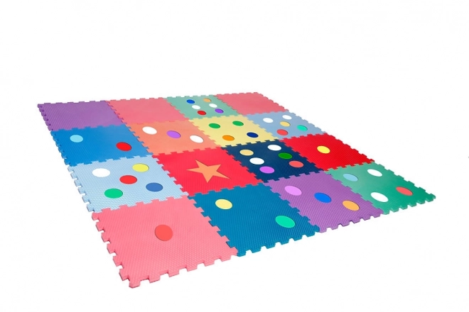 Puzzle en mousse coloré à pois pour apprendre à compter - 16 pièces