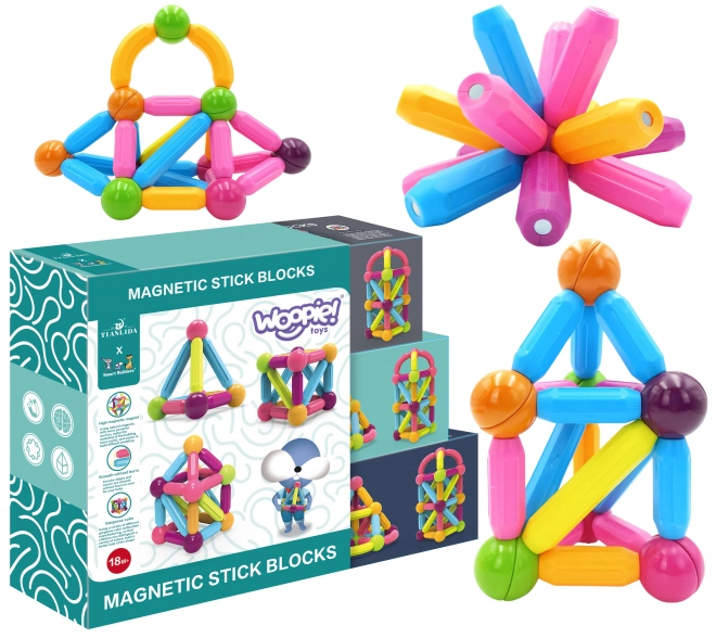 Woopie ensemble de construction éducatif magnétique, 38 pièces