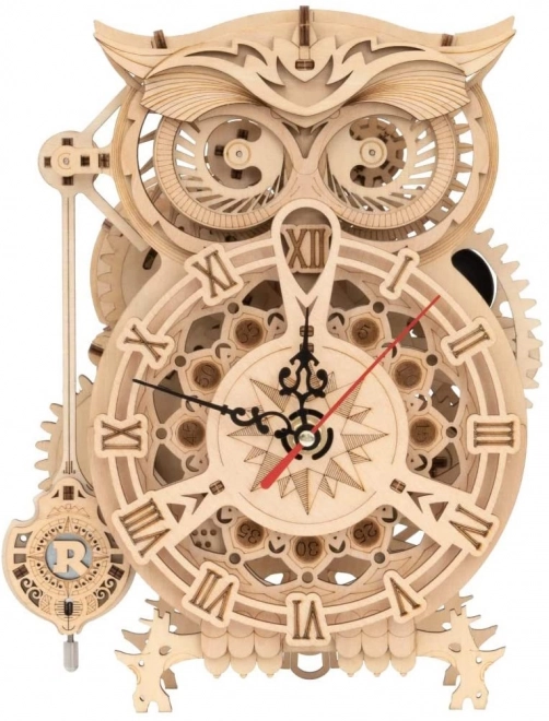 Puzzle mécanique en bois 3D Horloge chouette