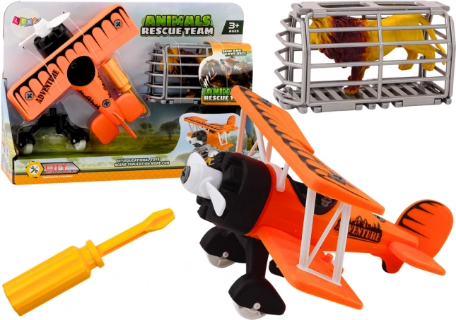 Avion démontable pour le transport d’animaux en orange