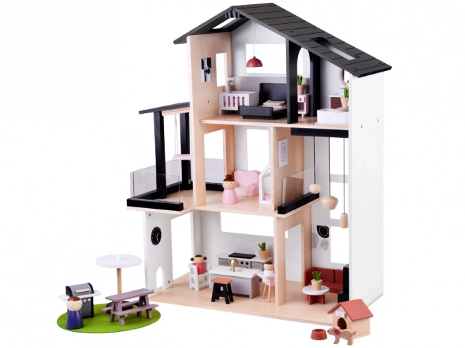 Maison de poupée en bois dans le style loft