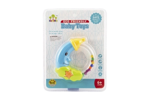 Hochet lune en plastique 11cm sur carte 0+