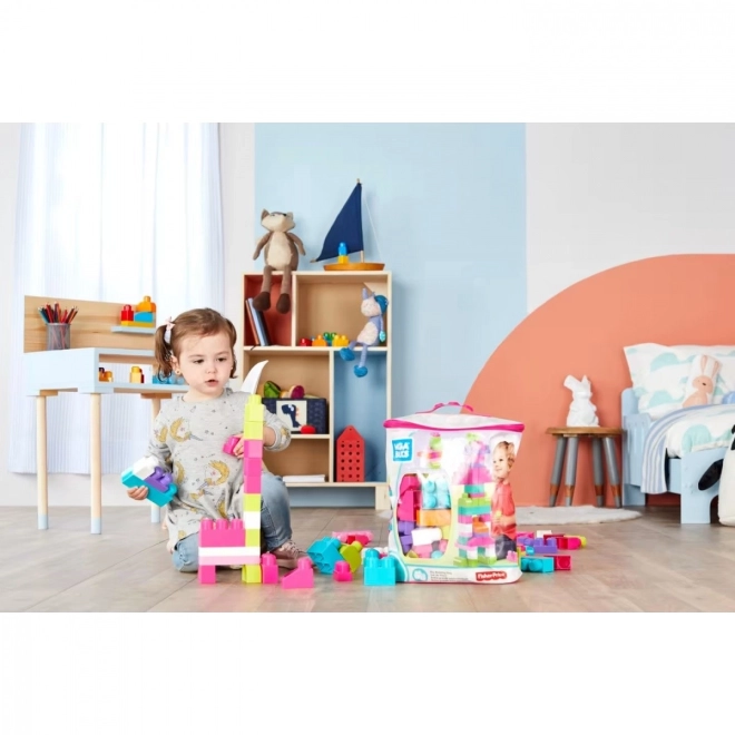 MEGA BLOKS grande pochette avec 60 gros blocs, rose