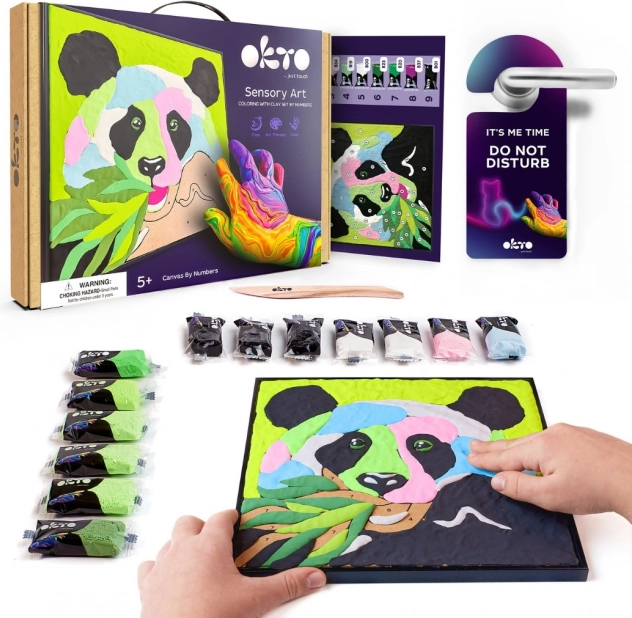 OKTO Panda kit artistique de peinture sur toile 30x30 cm
