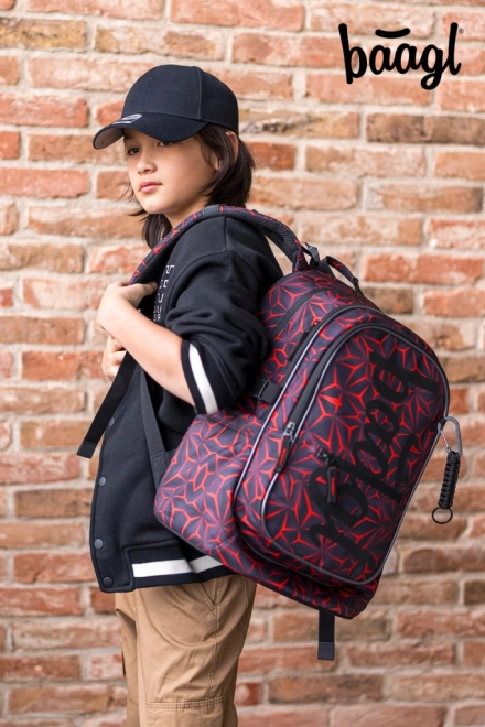 Sac à dos scolaire Baagl Core Red Polygon