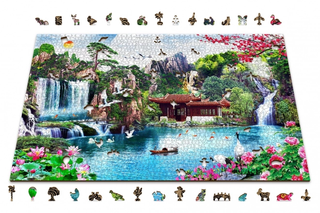 Puzzle en bois Cascades dans un jardin japonais