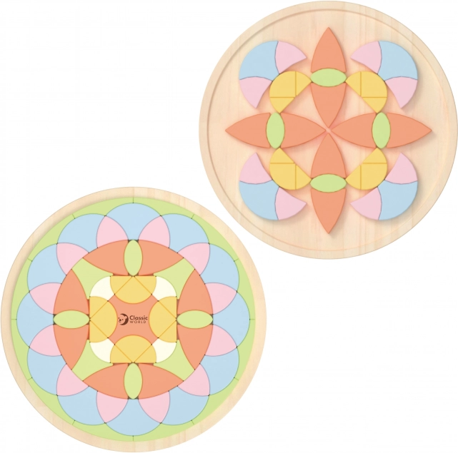 Mandala pastel Montessori mosaïque de fleurs