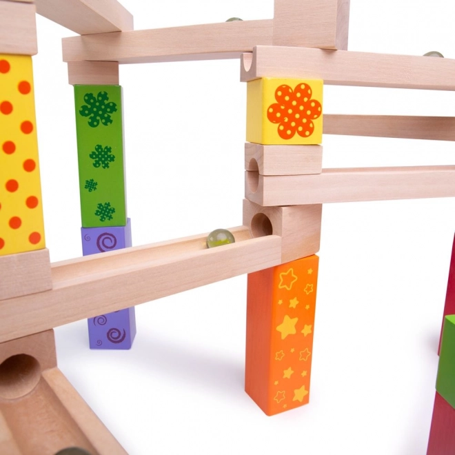 Bigjigs Toys Piste de billes en bois colorée