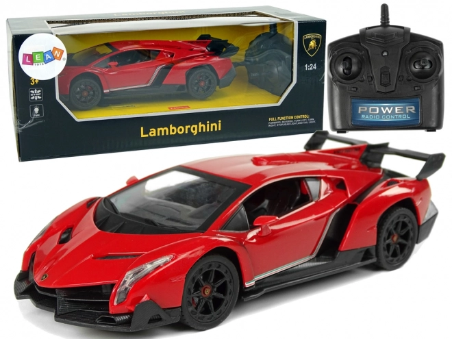 Voiture de sport R/C 1:24 Lamborghini Veneno Rouge 2.4 G Lumières