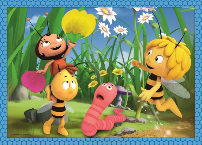 TREFL Puzzle Maya l'Abeille : Aventures 4 en 1 (12, 15, 20, 24 pièces)