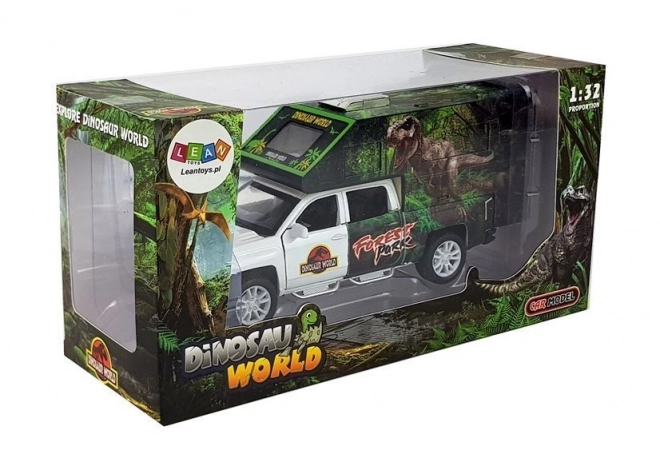 Caravane résidentielle avec dinosaures blanc
