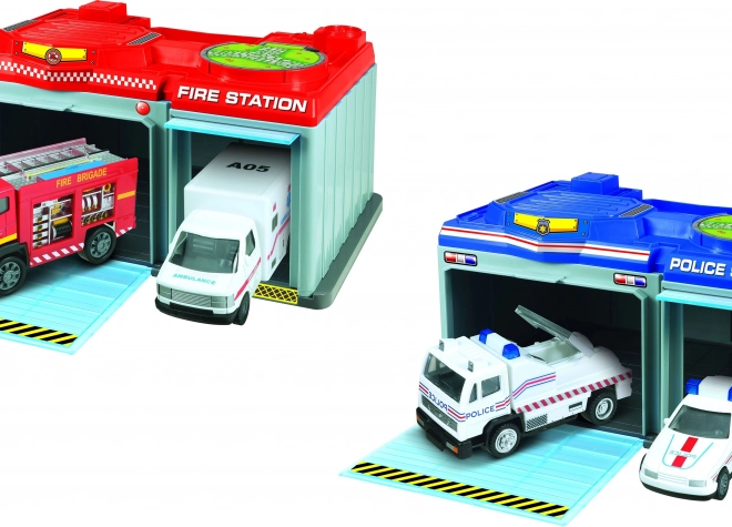 Station portable avec 2 voitures métalliques 24x15,5x12,5 cm