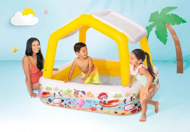 57470NP Piscine avec toit ensoleillé