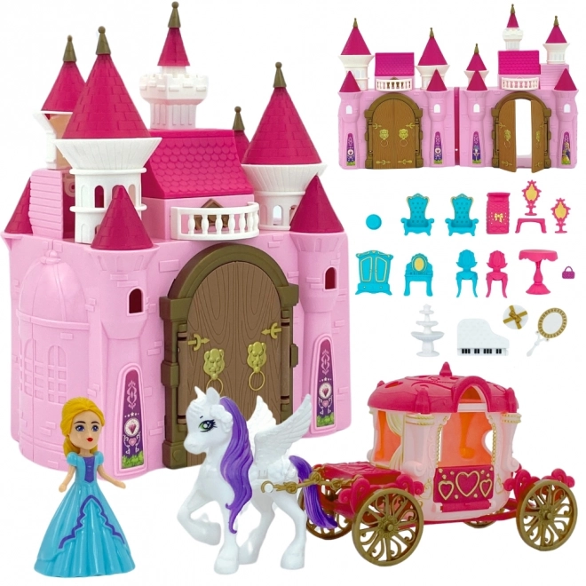 Château magique interactif avec carrosse et accessoires