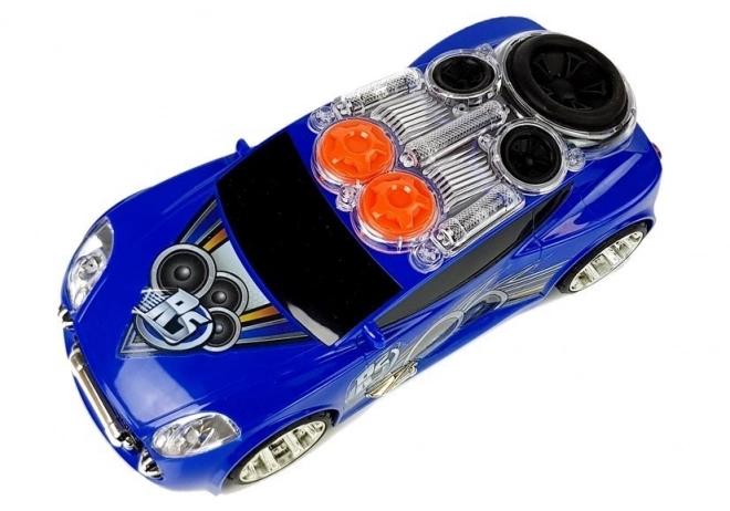 Voiture de sport DJ avec haut-parleurs sur le toit Lumières musicales